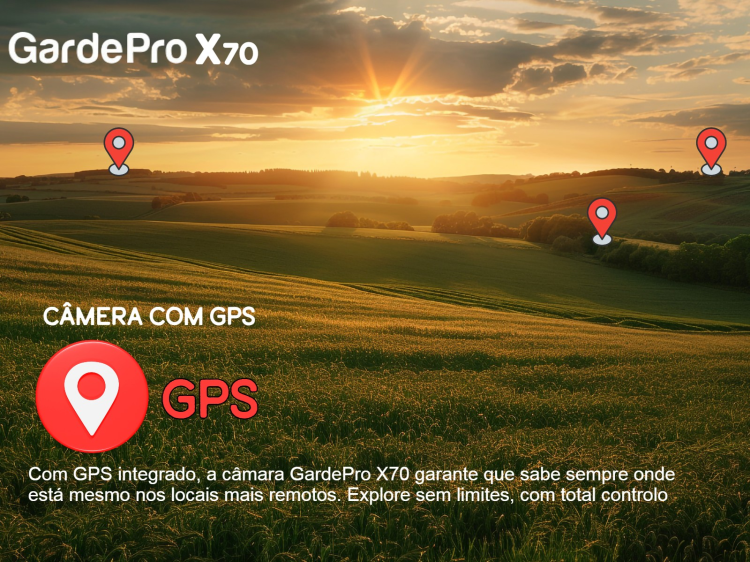Câmera GardePro X70 com transmissão em direto envio de fotos e vídeos e GPS 