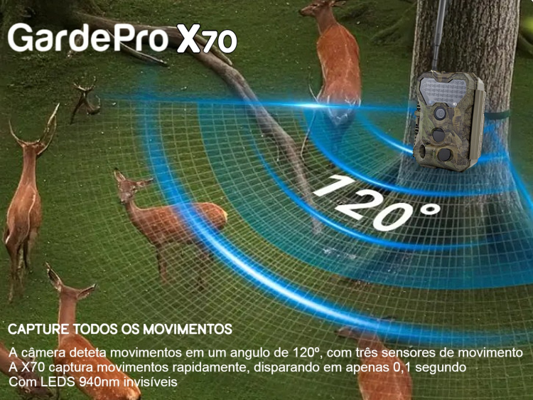 Câmera GardePro X70 com transmissão em direto envio de fotos e vídeos e GPS 