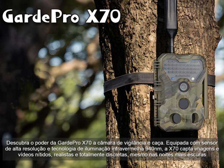 Câmera GardePro X70 com transmissão em direto envio de fotos e vídeos e GPS 