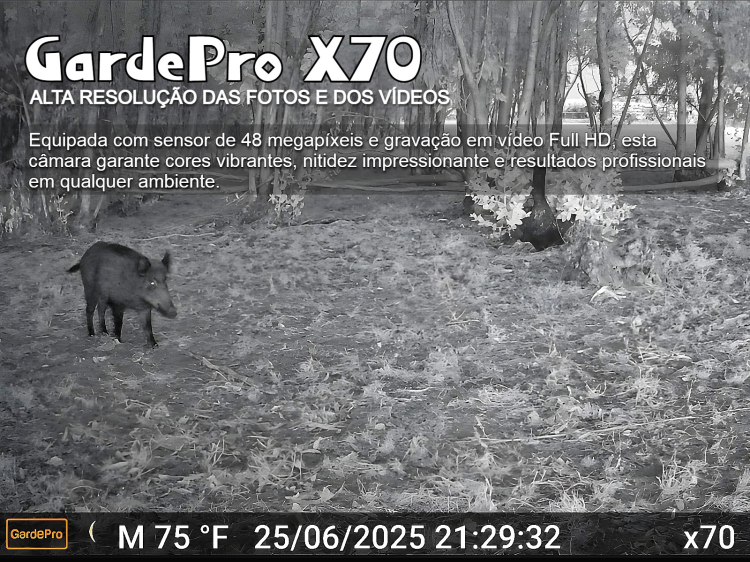 Câmera GardePro X70 com transmissão em direto envio de fotos e vídeos e GPS 