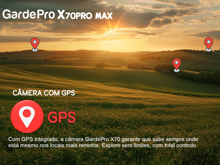Câmera GardePro X70 Pro Max com bateria transmissão em direto envio de fotos e vídeos e GPS 