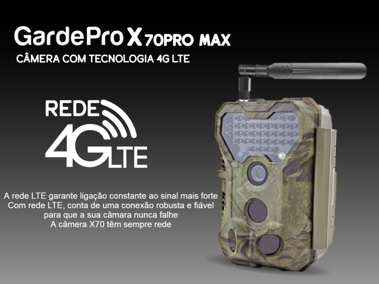 Câmera GardePro X70 Pro Max com bateria transmissão em direto envio de fotos e vídeos e GPS 