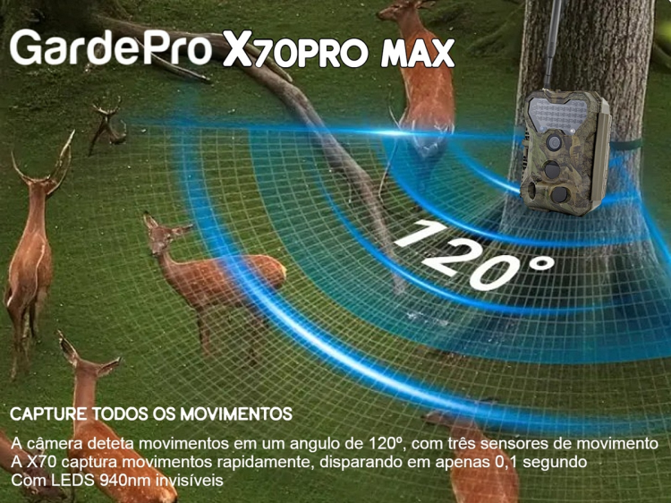 Câmera GardePro X70 Pro Max com bateria transmissão em direto envio de fotos e vídeos e GPS 