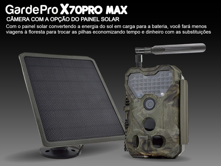 Câmera GardePro X70 Pro Max com bateria transmissão em direto envio de fotos e vídeos e GPS 