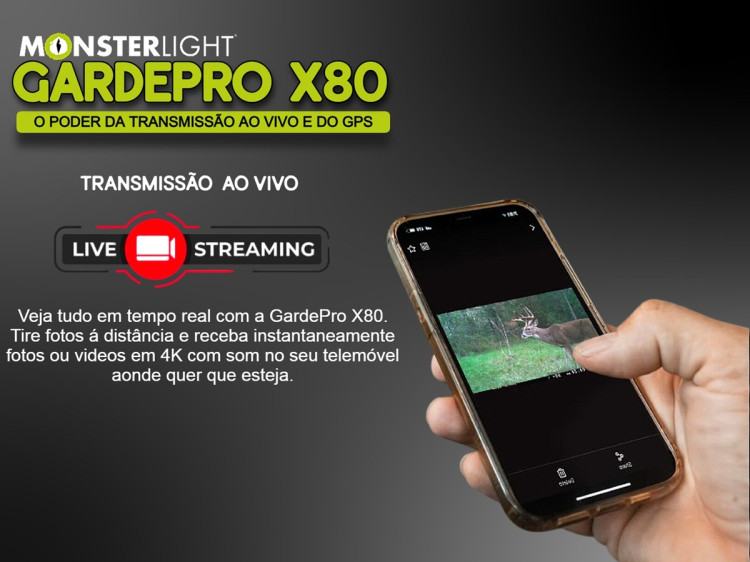 Câmera GardePro X80 nova geração com sensor Sony, vídeo 4K, GPS e transmissão em direto 