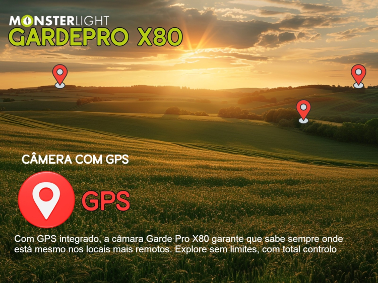 Câmera GardePro X80 nova geração com sensor Sony, vídeo 4K, GPS e transmissão em direto 