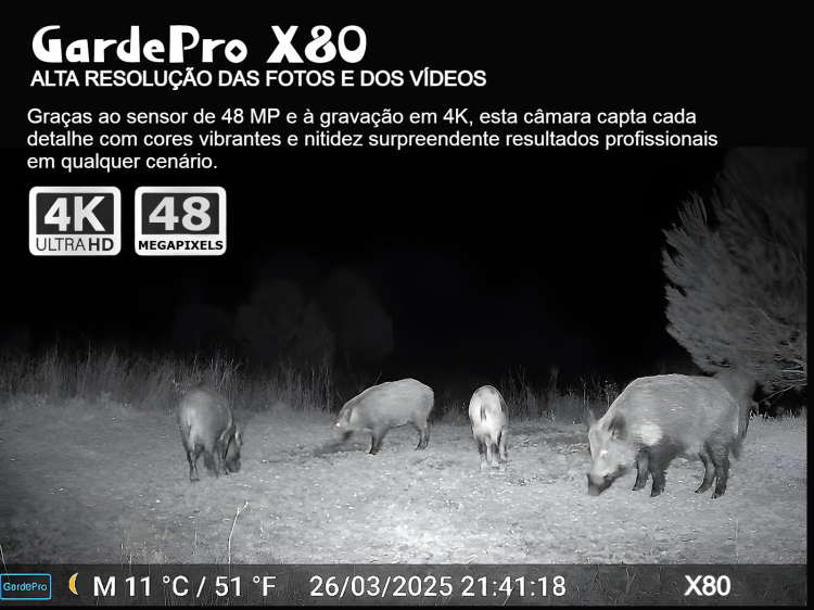 Câmera GardePro X80 com sensor Sony, vídeo 4K, GPS e transmissão em direto 