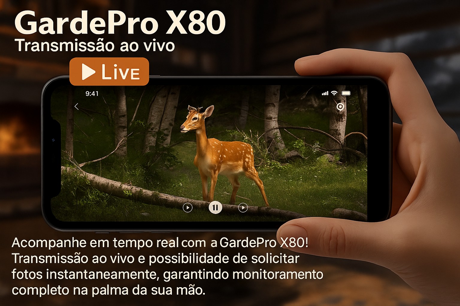 Câmera GardePro X80 com sensor Sony, vídeo 4K, GPS e transmissão em direto