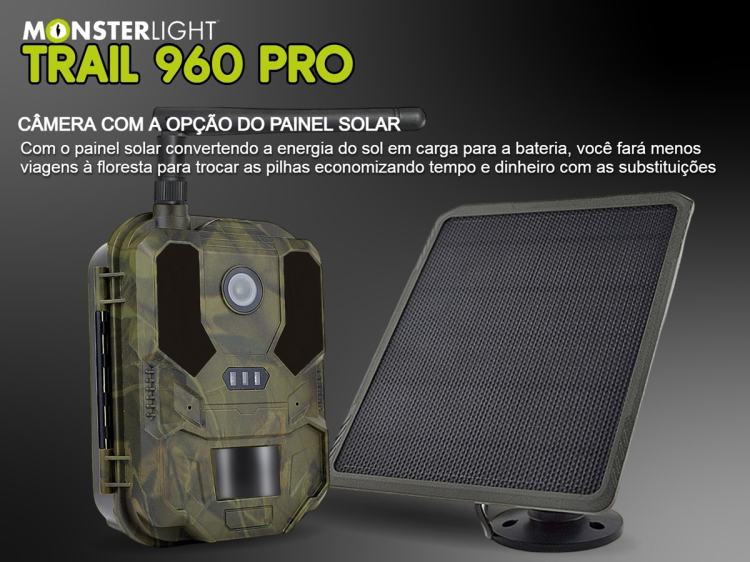 Câmera Trail 960 Pro LTE com bateria e aplicação para o telemóvel e envio de fotos e vídeos 