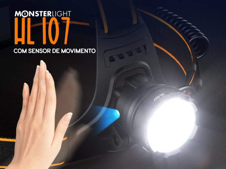 Lanterna de cabeça HL107 Sensor com baterias recarregáveis 