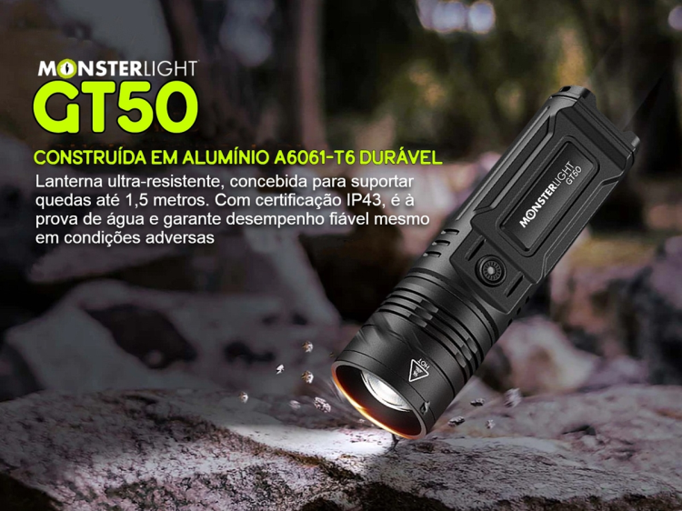 Lanterna Monsterlight GT50 com baterias recarregáveis