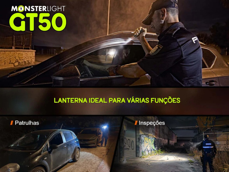 Lanterna Monsterlight GT50 com baterias recarregáveis 