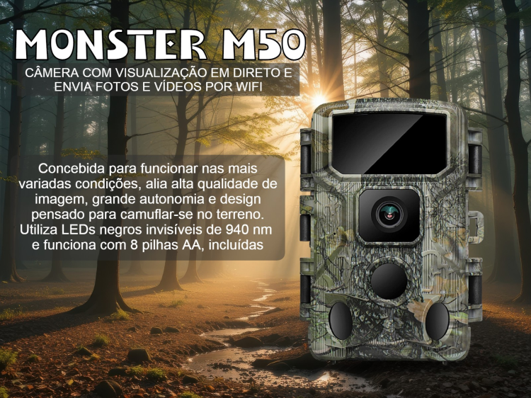 Câmera para caça ou vigilância Monster M50 Wifi 