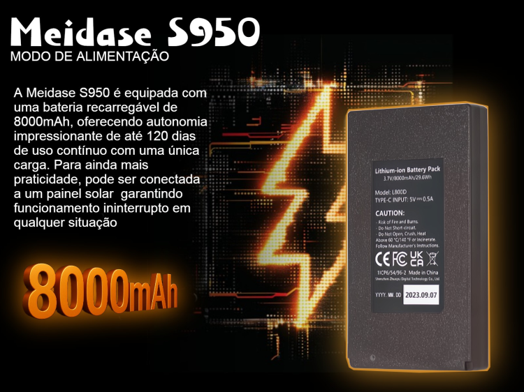 Câmera Meidase S950 LTE com bateria e aplicação para o telemóvel 