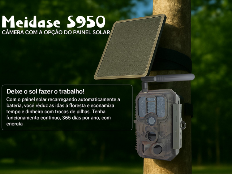 Câmera Meidase S950 LTE com bateria e aplicação para o telemóvel 