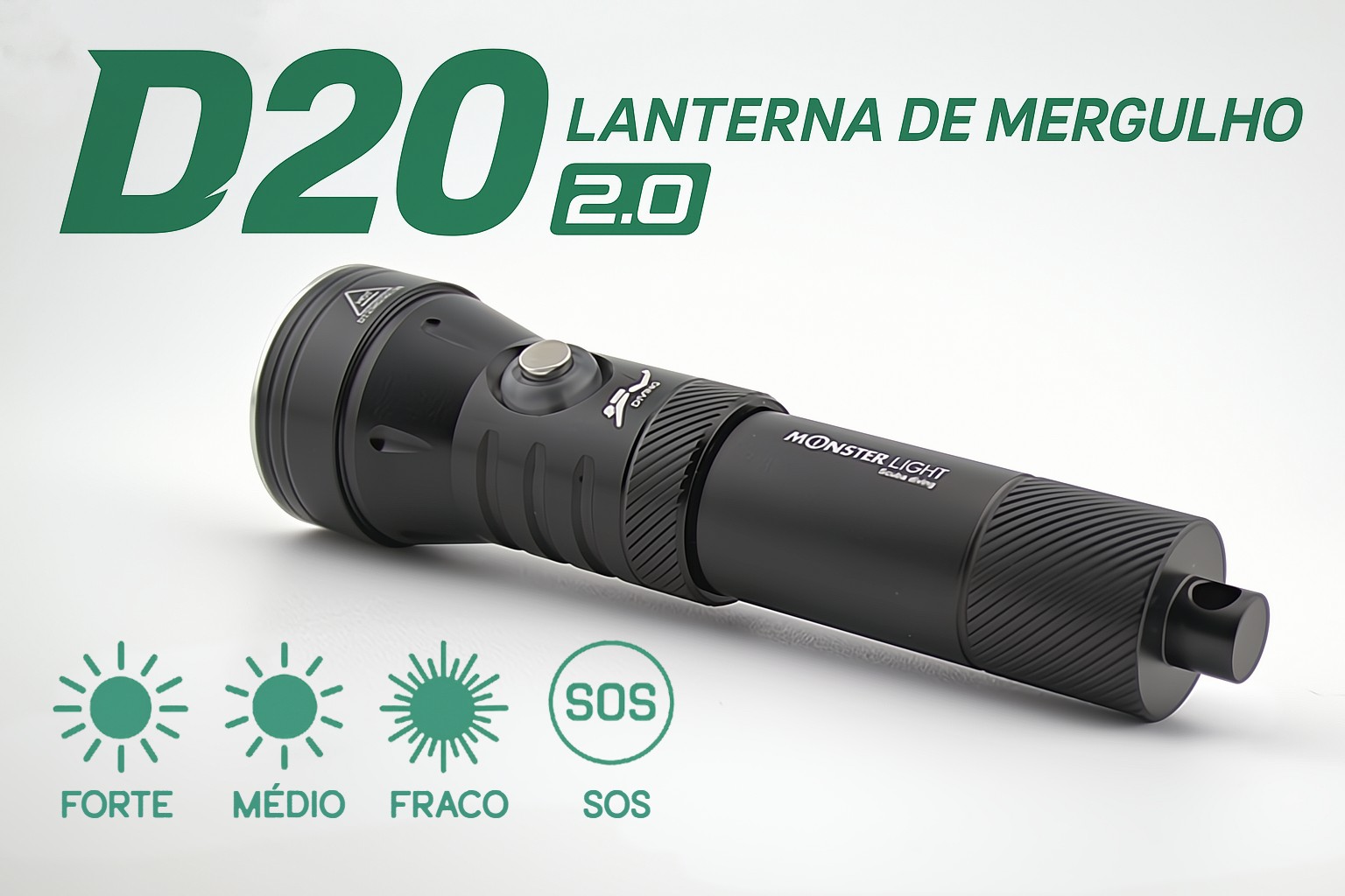 Lanterna de Mergulho D20 com bateria recarregável 