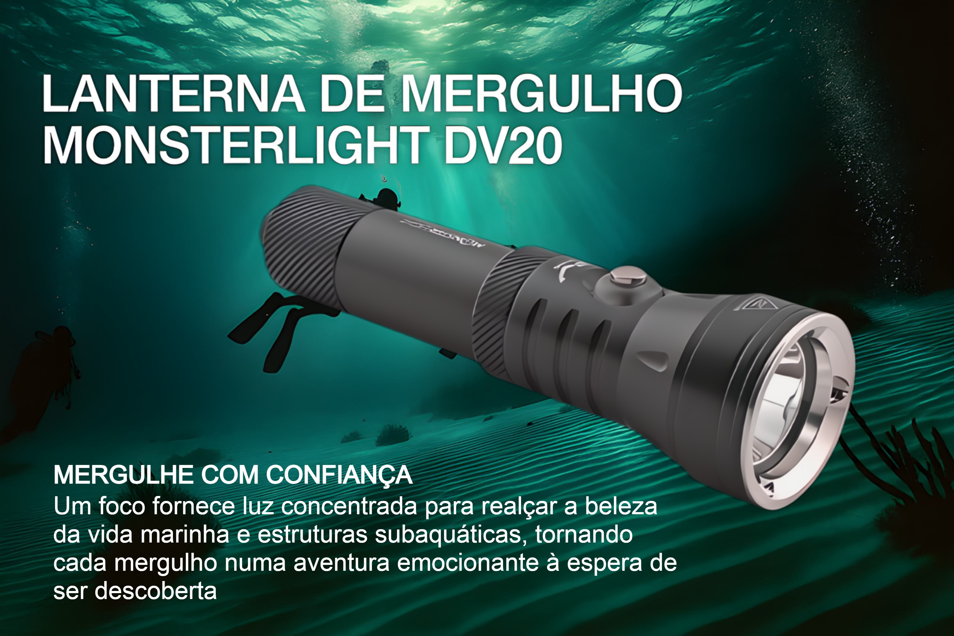 Lanterna de Mergulho D20 com bateria recarregável 