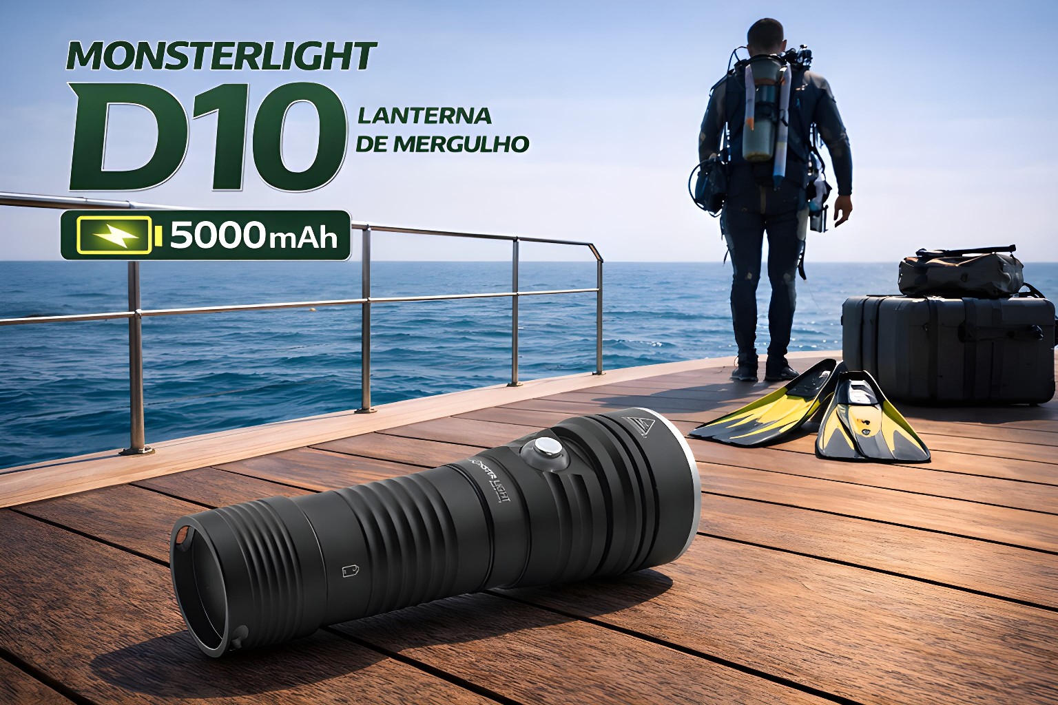 Lanterna de Mergulho D10 com bateria recarregável 