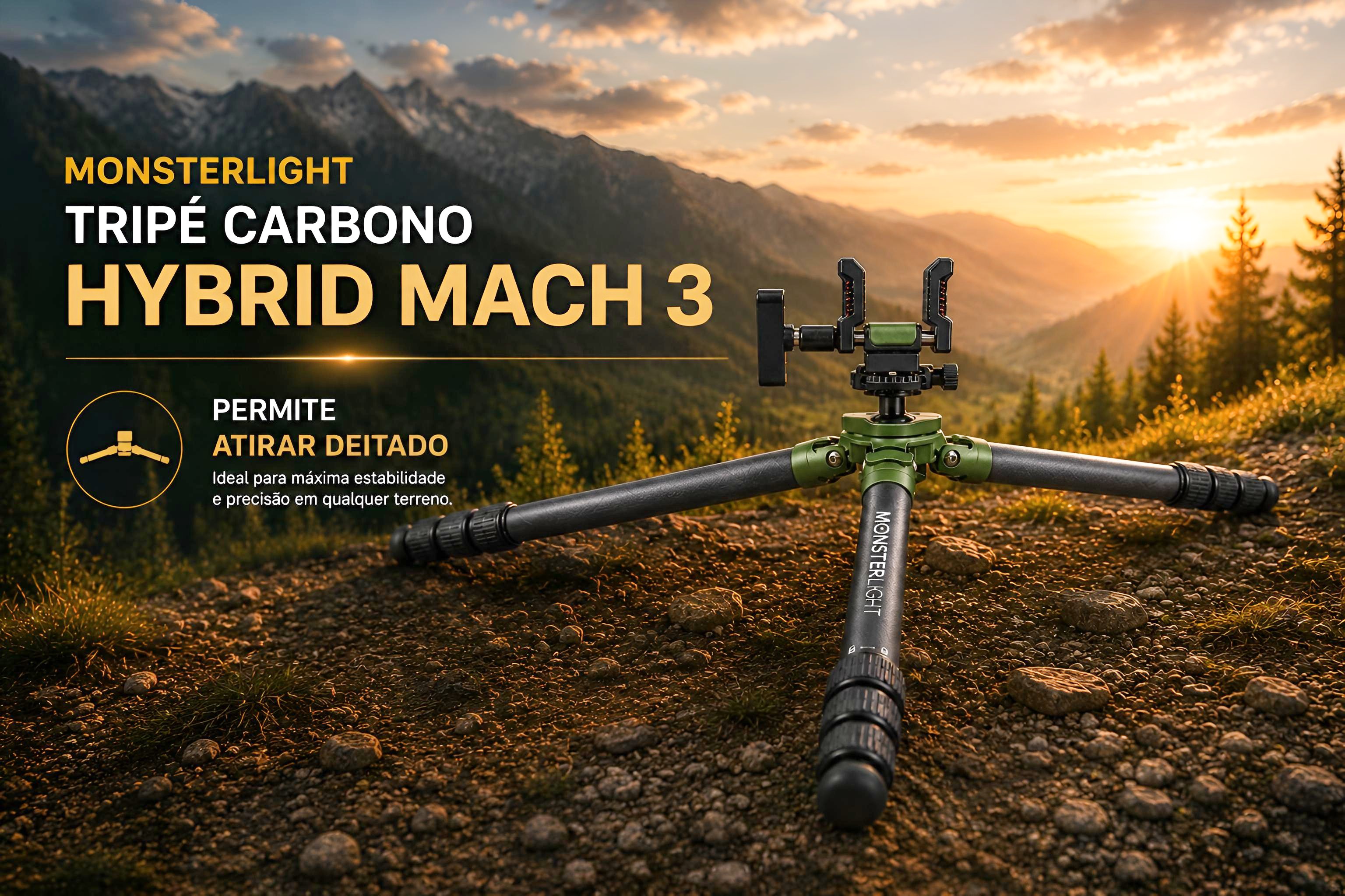 Tripé de Carbono Monsterlight Hybrid Mach 3 