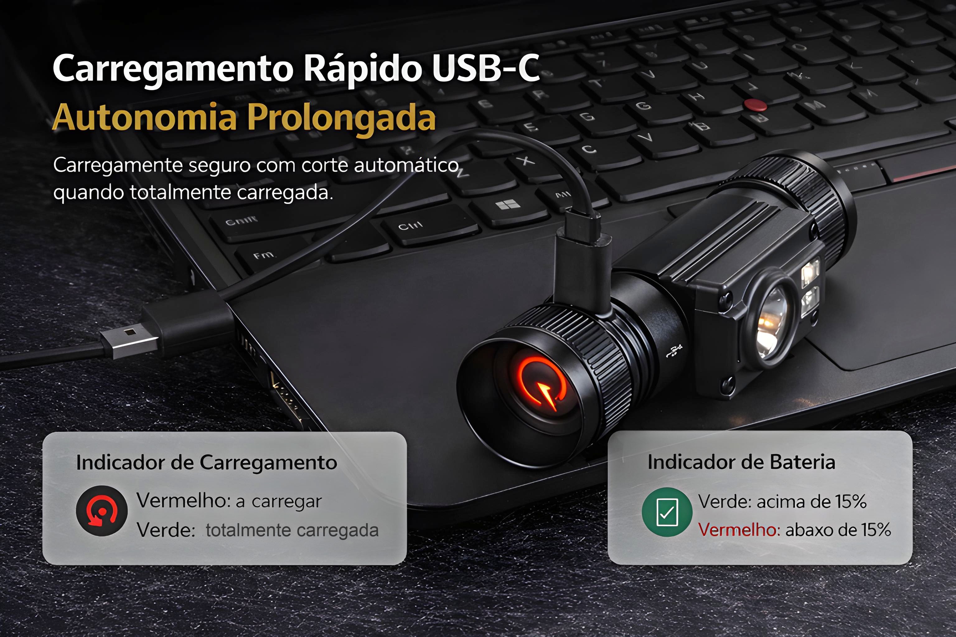 Lanterna de Cabeça Monsterlight com Bateria Recarregável 