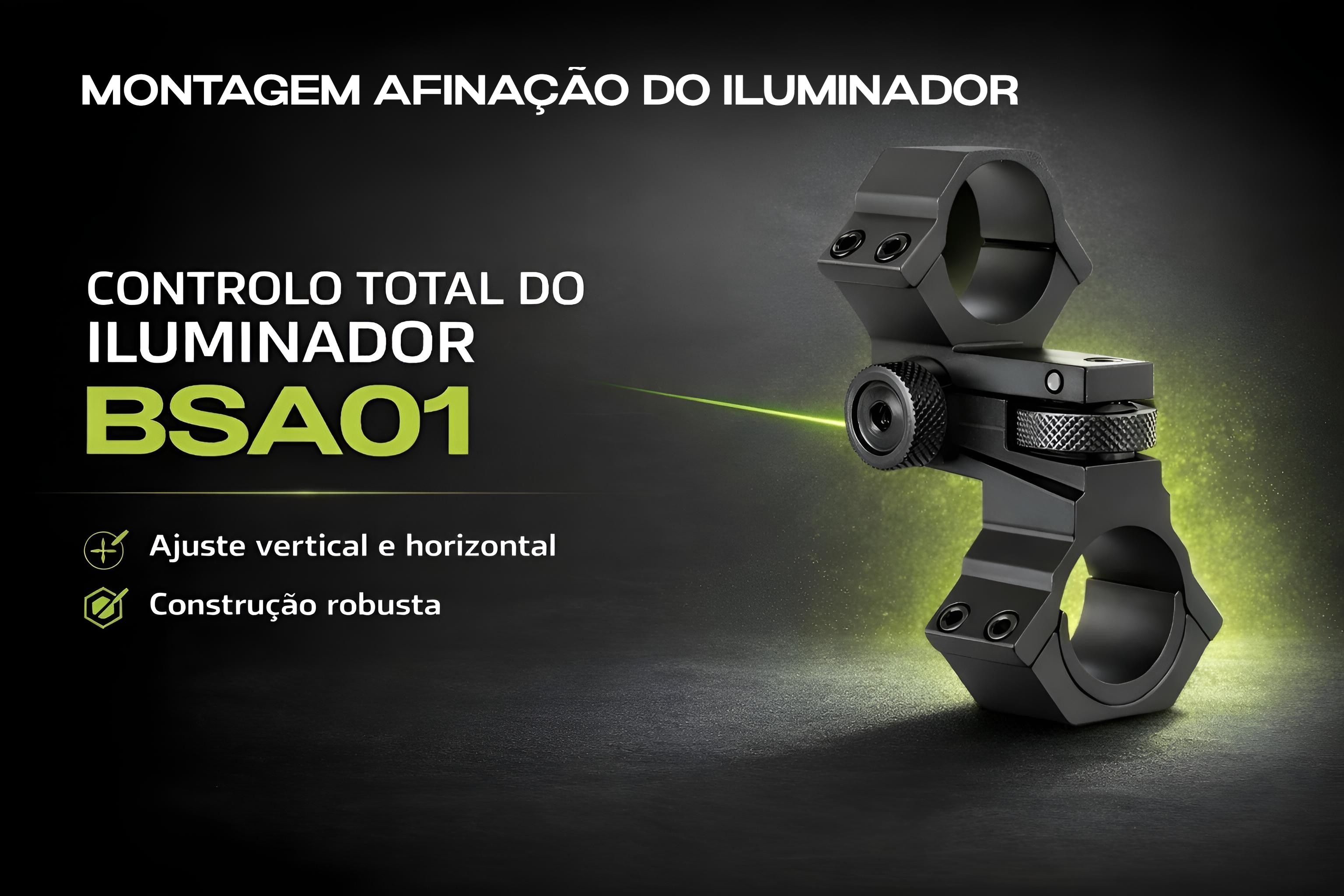 Montagem para iluminador com afinação na vertical e horizontal