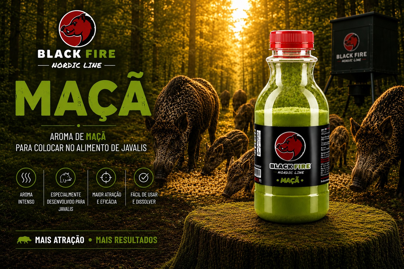 Atrativo para javalis Black Fire Maça Nordic Line 500g