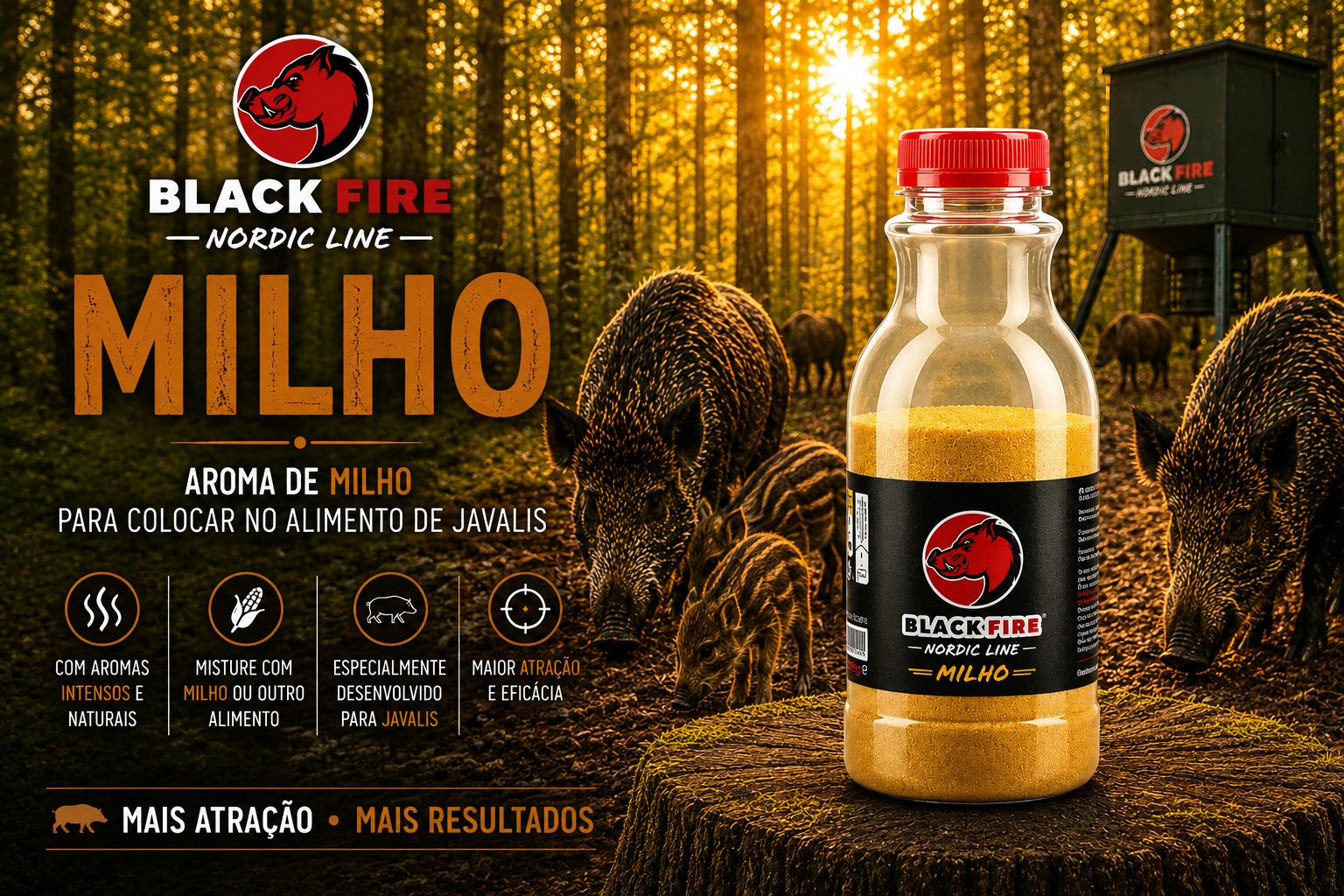 Atrativo para javalis Black Fire Milho Nordic Line 500g