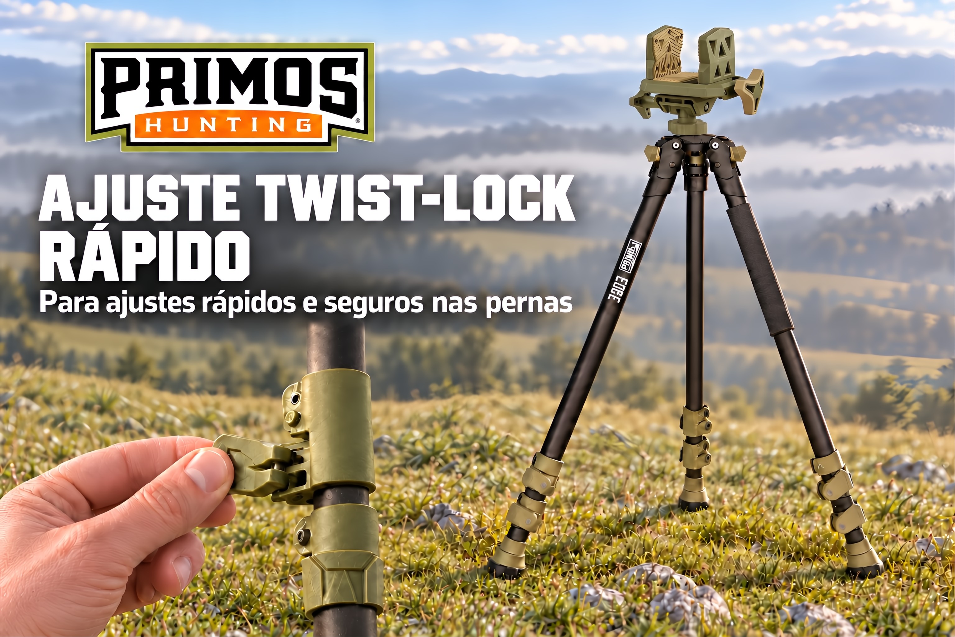 Tripé Primos Edge em aumínio com suporte ajustável 360°