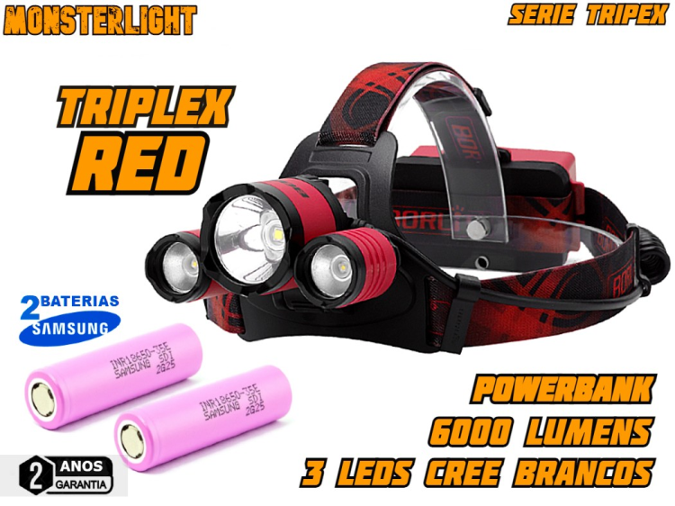 Kit lanterna cabeça MonsteLight Triplex Red