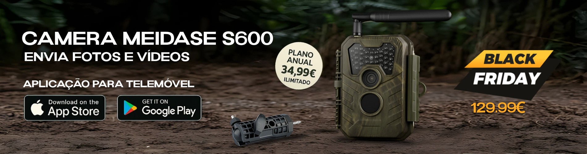 Câmera Meidase S600 LTE com aplicação para o telemóvel e envio de fotos e vídeos