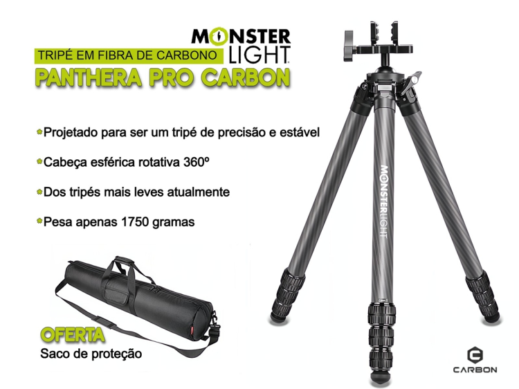 Tripé de carbono Monsterlight Panthera Pro Carbon                                                   