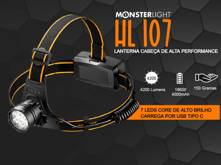 Lanterna de cabeça HL107 Sensor com baterias recarregáveis