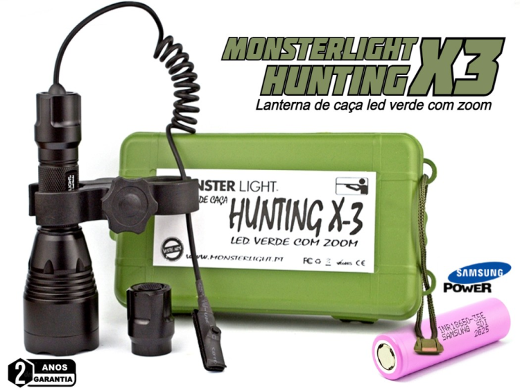 Kit lanterna esperas Hunting X-3 led verde com zoom