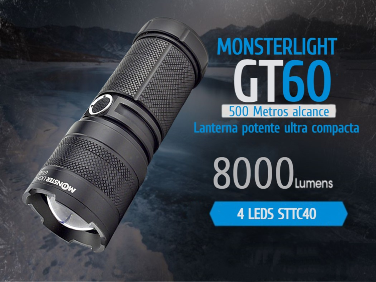 Lanterna Monsterlight GT60 com bateria recarregável