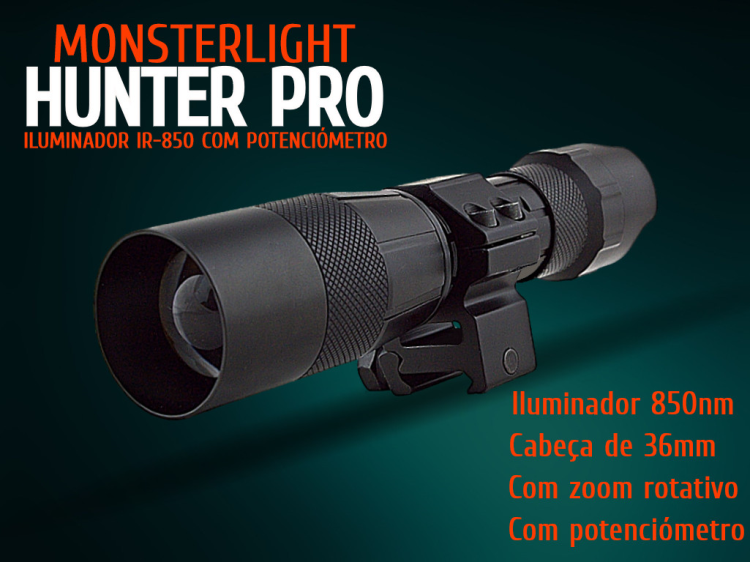 ILuminador Monsterlight ir-850 Hunter Pro com potenciómetro