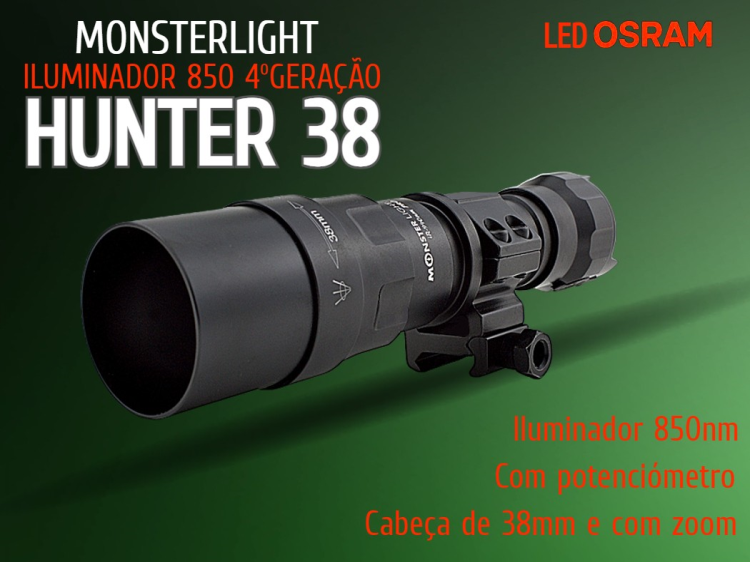 Kit iluminador MonsterLight 850nm Hunter 38 4ºGeração potenciómetro