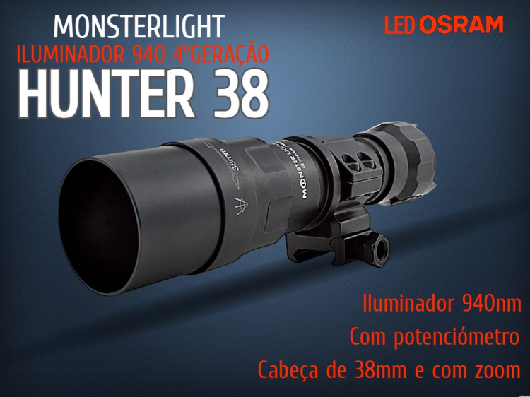 Kit iluminador MonsterLight 940nm Hunter 38 4ºGeração potenciómetro
