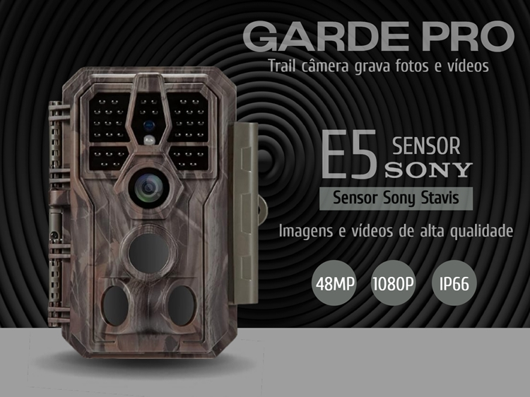 Câmera vigilância GardePro E5 grava fotos e vídeos 48MP