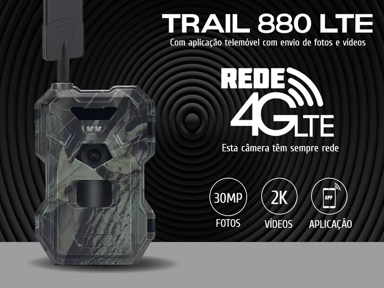 Câmera Trail 880 LTE com aplicação telemóvel com envio de fotos e vídeos