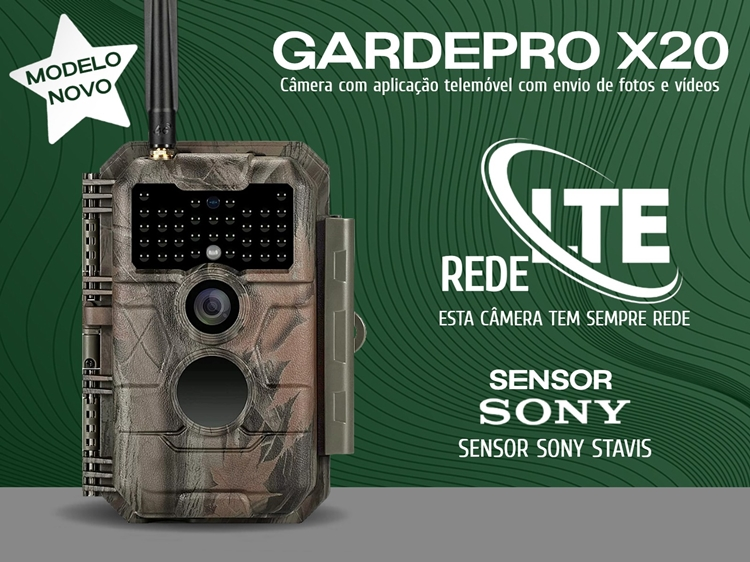Câmera GardePro X20 LTE com aplicação para telemóvel e com envio de fotos e vídeos