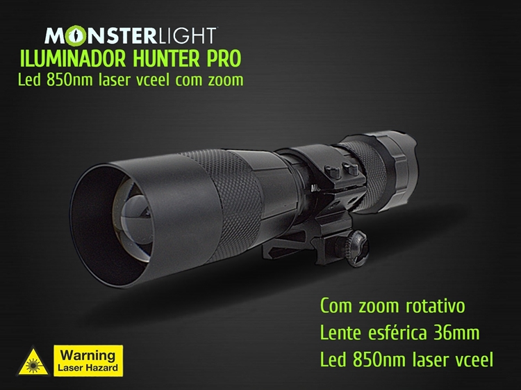 Iluminador MonsterLight ir-850 Hunter Pro laser com potenciómetro