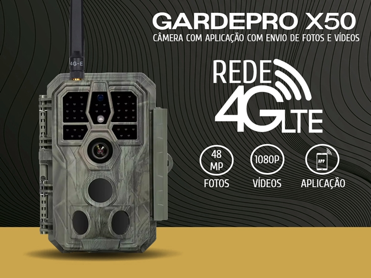 Câmera GardePro X50 LTE com aplicação para telemóvel e envio de fotos e vídeos