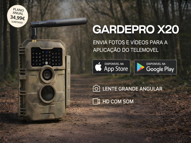 Câmera GardePro X20 LTE com aplicação para telemóvel