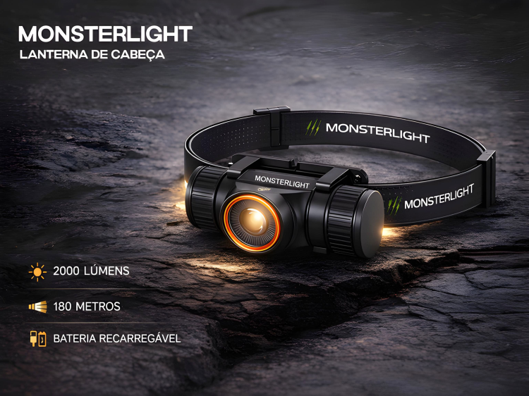 Lanterna de Cabeça Recarregável Monsterlight