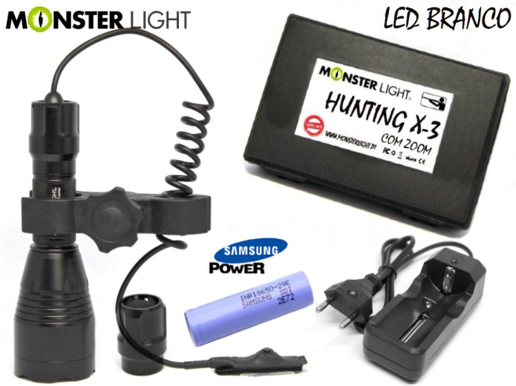 Kit lanterna para esperas MonsterLight Hunting X-3 led  branco