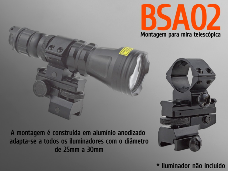 Montagem para iluminador com afinação na vertical e horizontal 