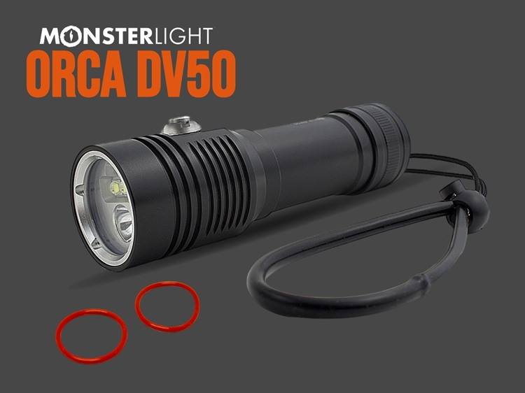 Lanterna mergulho Monsterlight Orca DV50 para fotografia e vídeo 