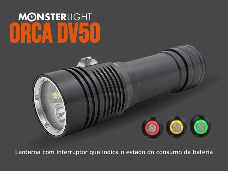 Lanterna mergulho Monsterlight Orca DV50 para fotografia e vídeo 