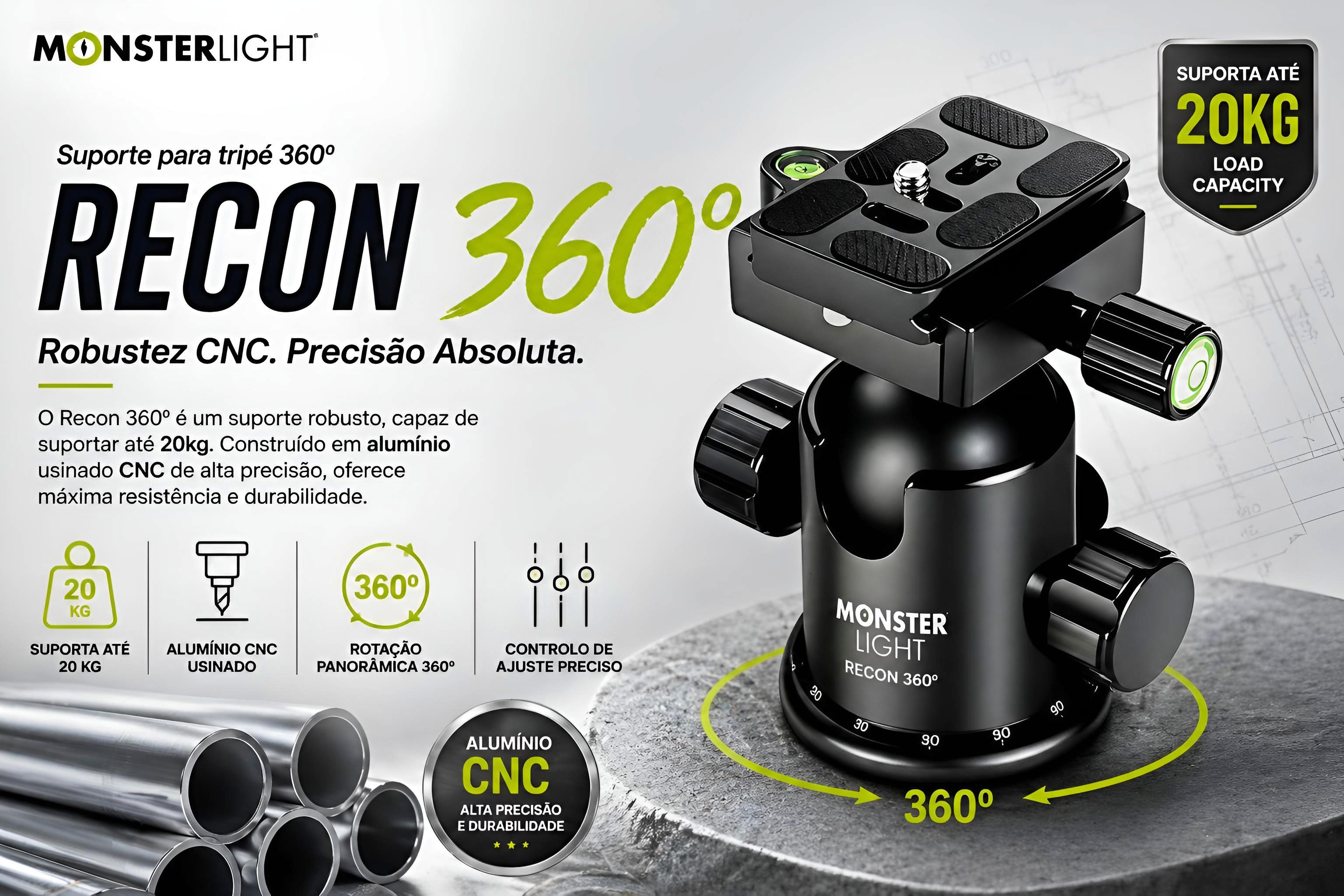 Cabeça esférica para tripé Monsterlight Recon 