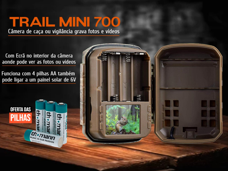 Câmera de caça ou vigilância Trail Mini 700 de 24MP 